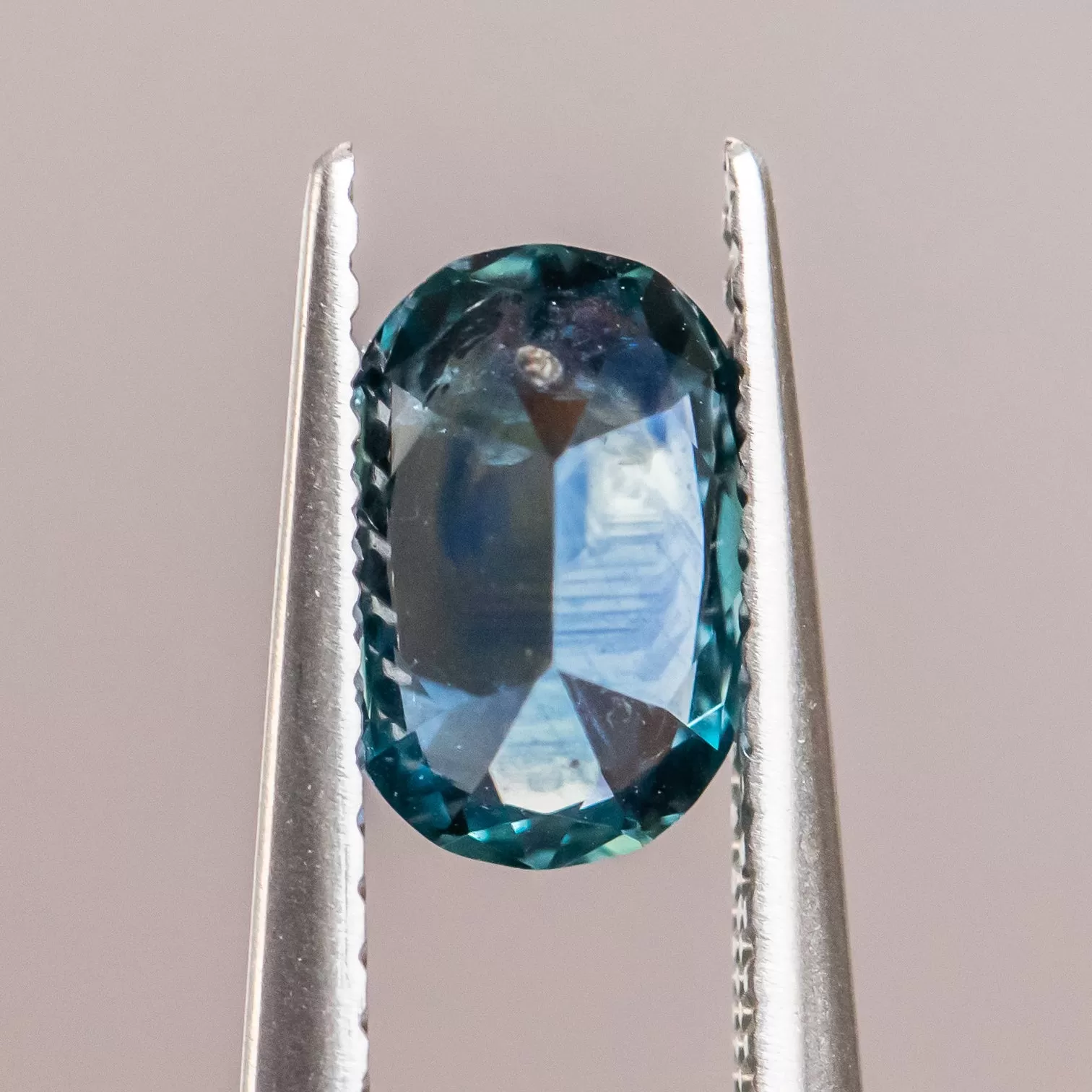 1.39CT DEEP BLUE TEAL ELONGATED CUSHION CUT MONTANA SAPPHIRE, 8.07X5.34MM