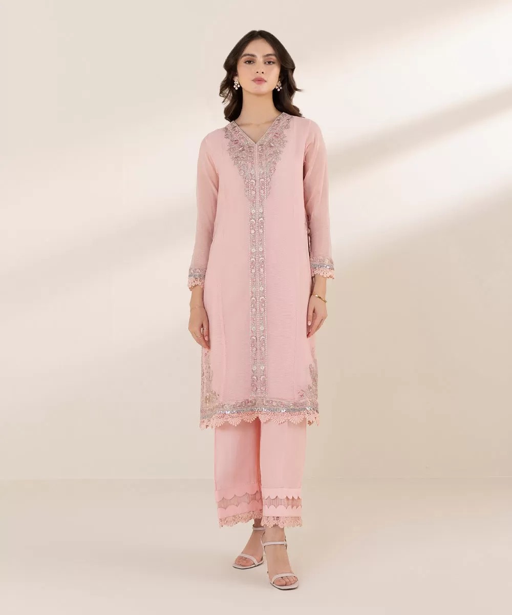 2 Piece - Embroidered Khaddi Net Suit