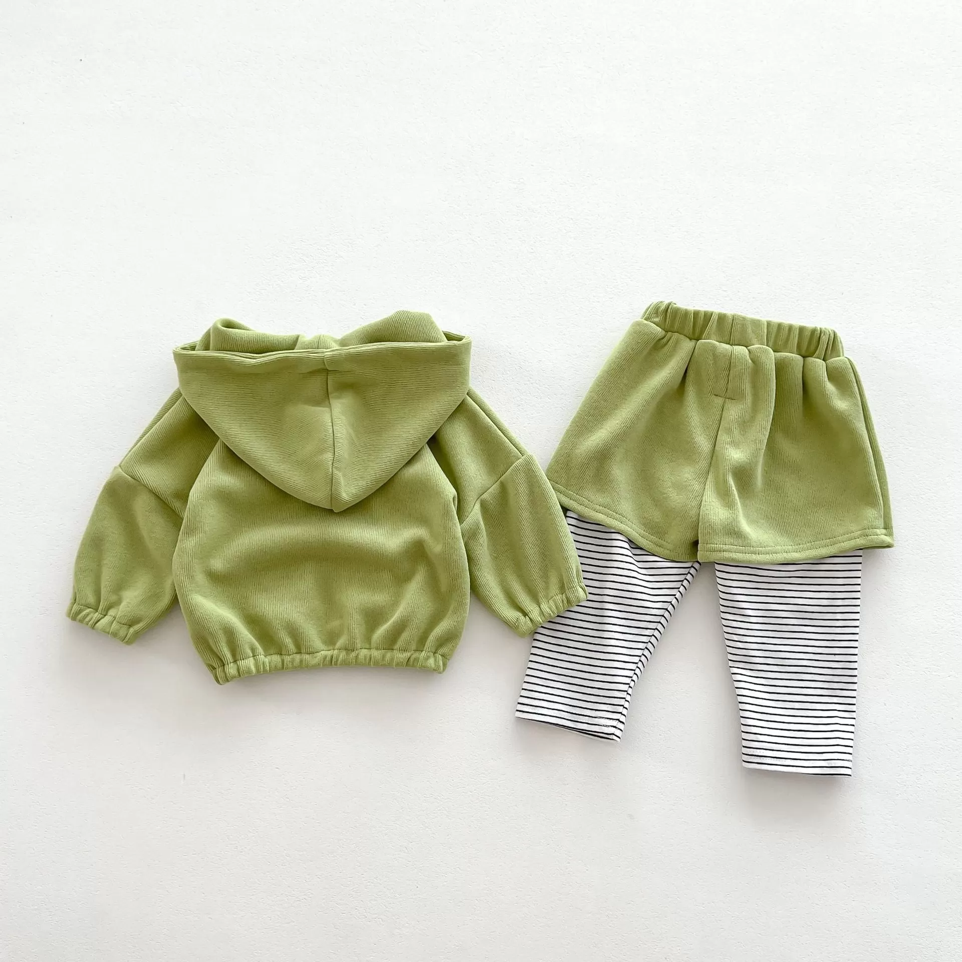 2 Pieces Set Baby Kid Girls Boys Solid Color Hoodies Sweatshirts And Striped Pants Wholesale 23101930