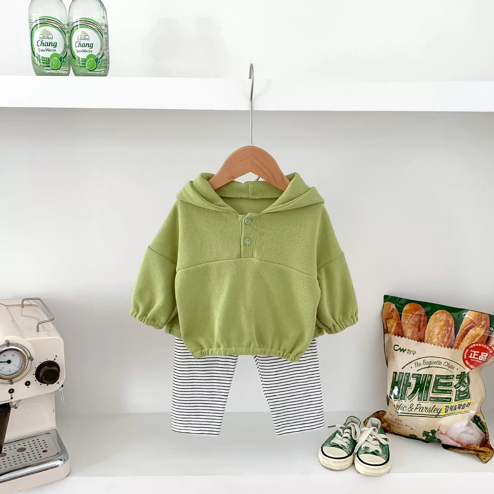 2 Pieces Set Baby Kid Girls Boys Solid Color Hoodies Sweatshirts And Striped Pants Wholesale 23101930