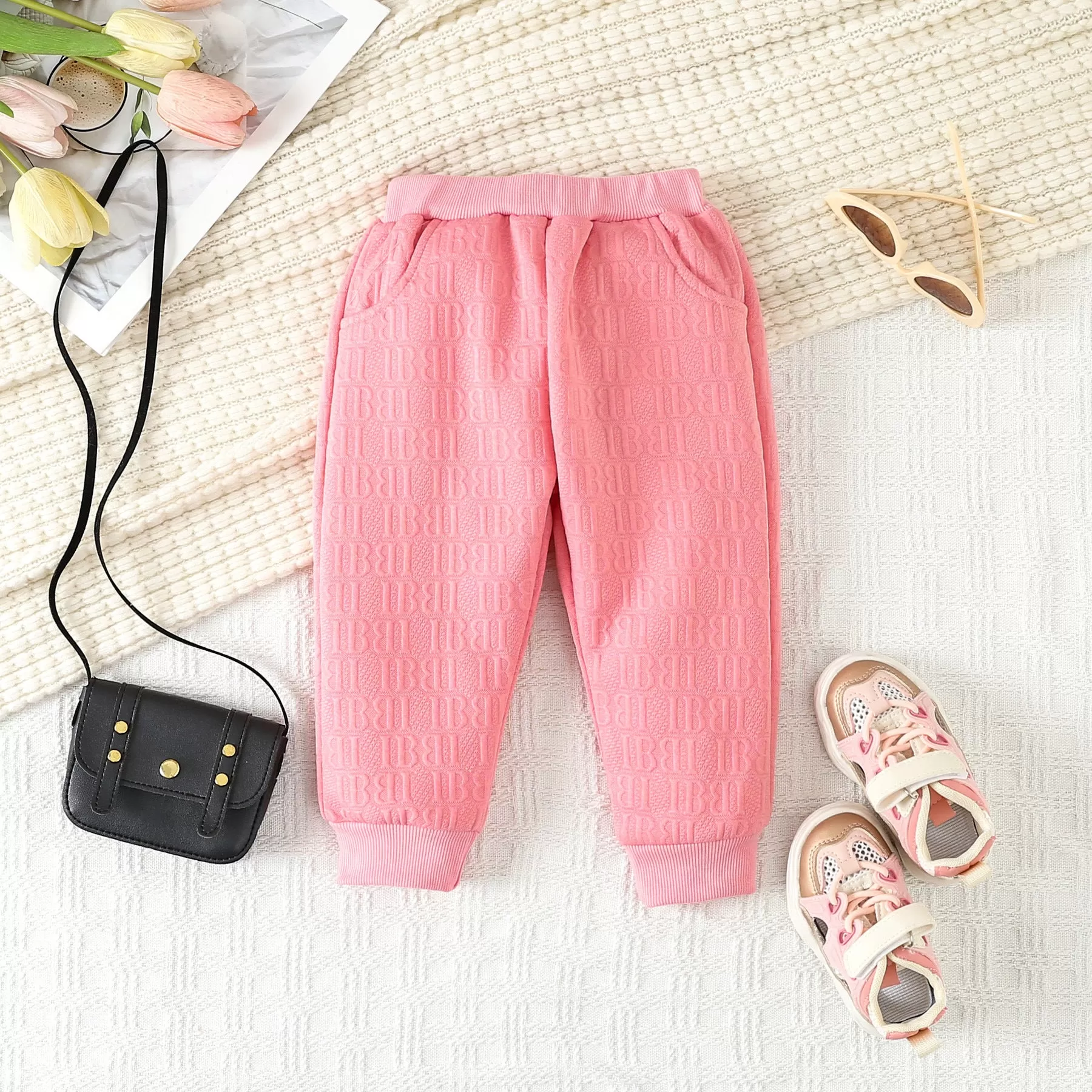 2 Pieces Set Baby Kid Girls Boys Solid Color Letters Tops And Pants Wholesale 231130242