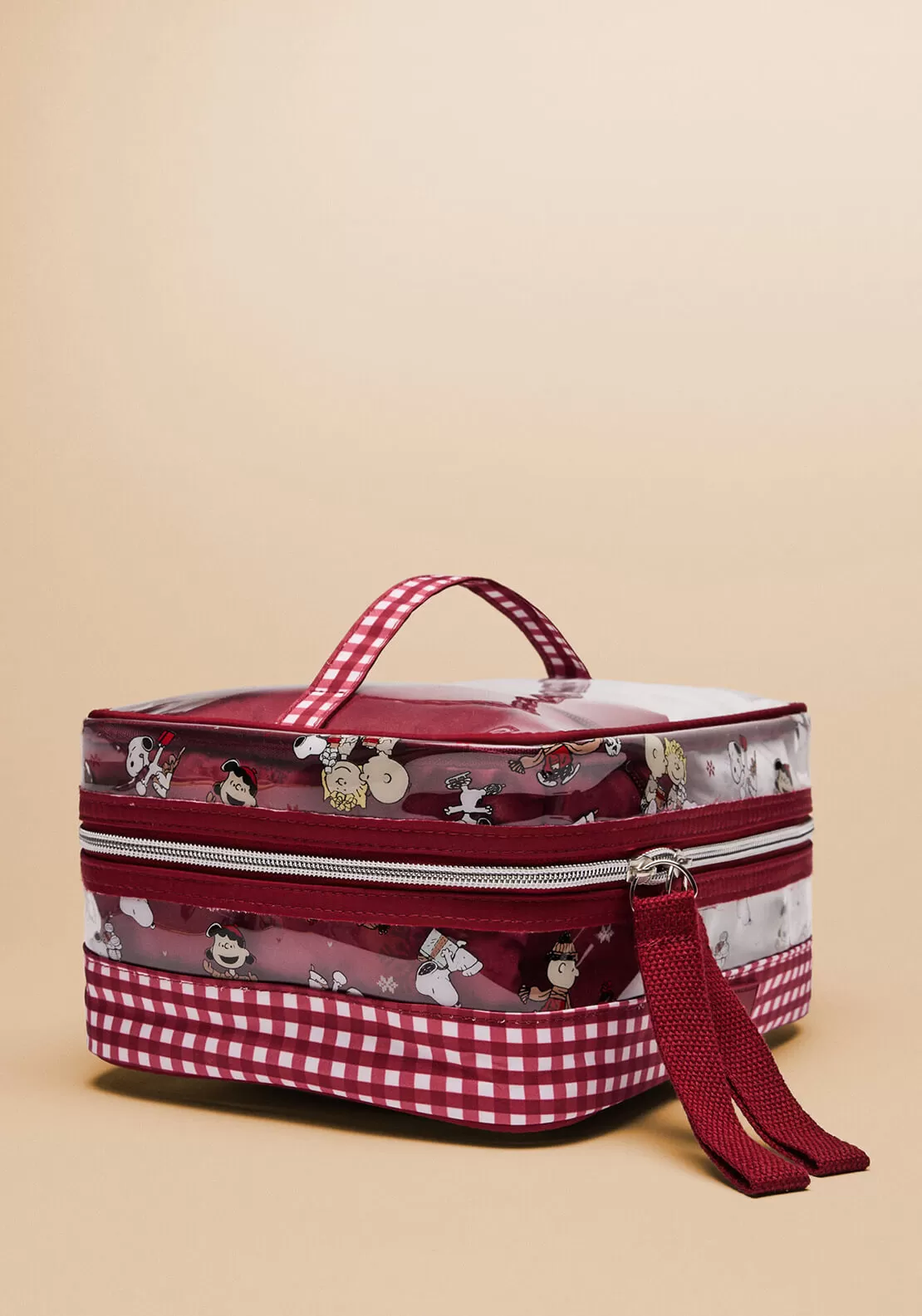 3-Pack Gingham Snoopy Vanity Cases - Red