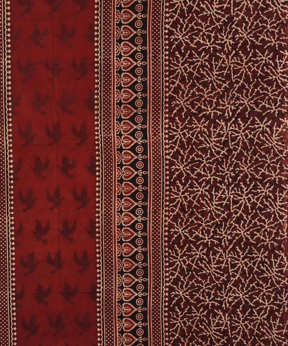 3m maroon cotton hand printed ajrakh kurta material