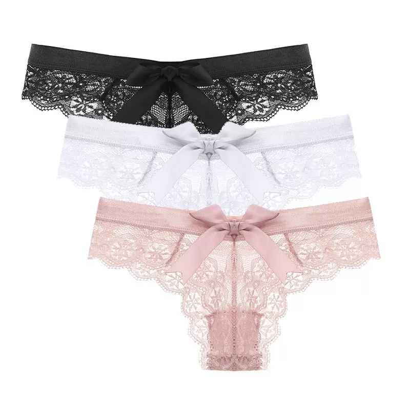 3PCS Sexy Lace G String Low-waist Underwear Panties