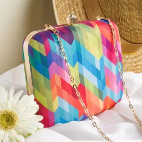 Abstract Bliss Multicolour Printed Clutch