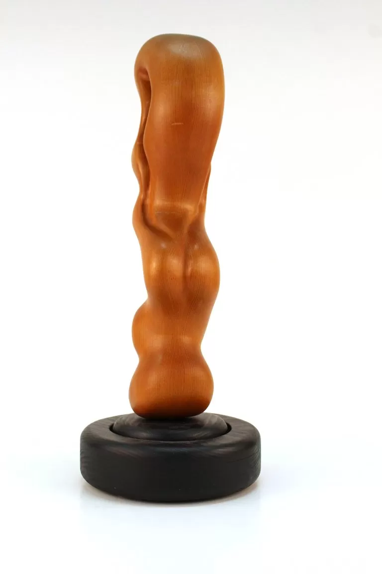 Abstract Modernist Wood Sculpture on Rotating Base