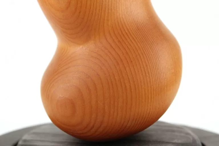 Abstract Modernist Wood Sculpture on Rotating Base