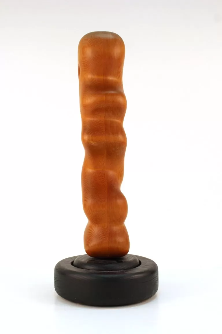 Abstract Modernist Wood Sculpture on Rotating Base