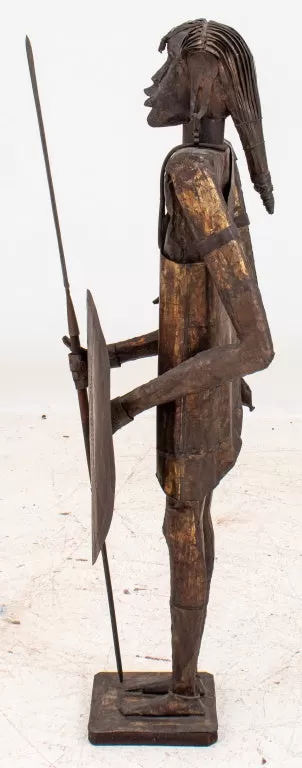 African / Oceanic Warrior Metal Sculpture Signed