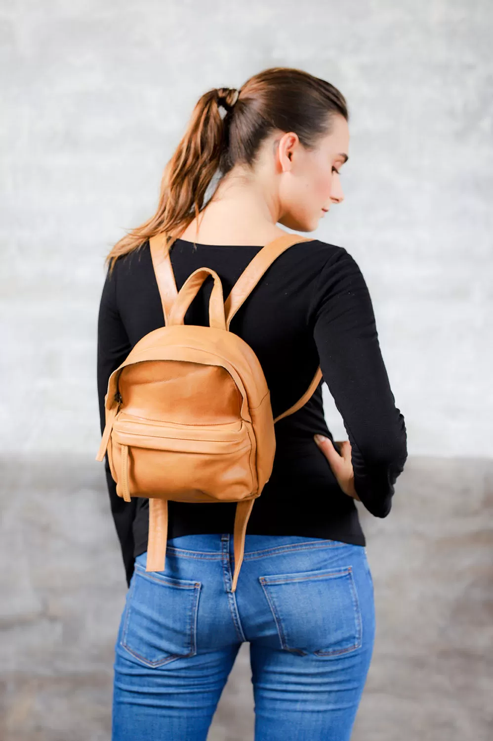 Aida-Genuine Leather Mini Backpack