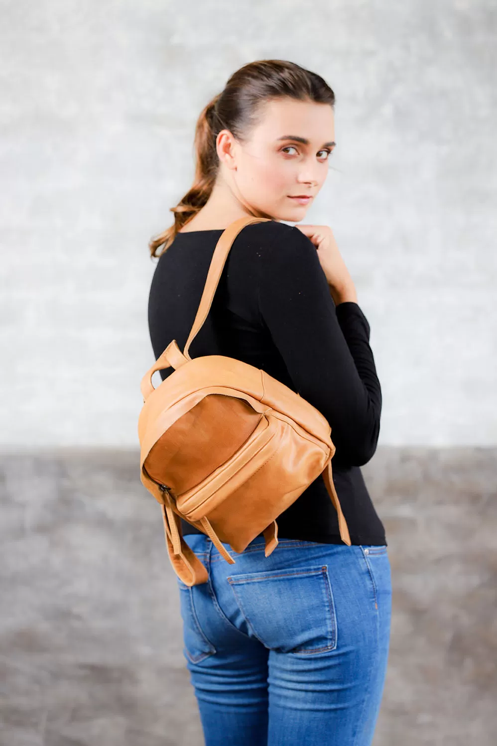 Aida-Genuine Leather Mini Backpack