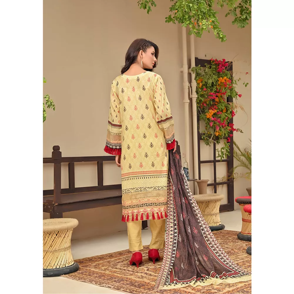 Amaya Lawn Printed Embroidered Unstiched 3Pcs Suit - 6