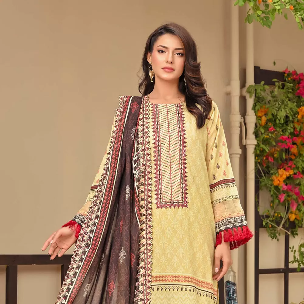 Amaya Lawn Printed Embroidered Unstiched 3Pcs Suit - 6