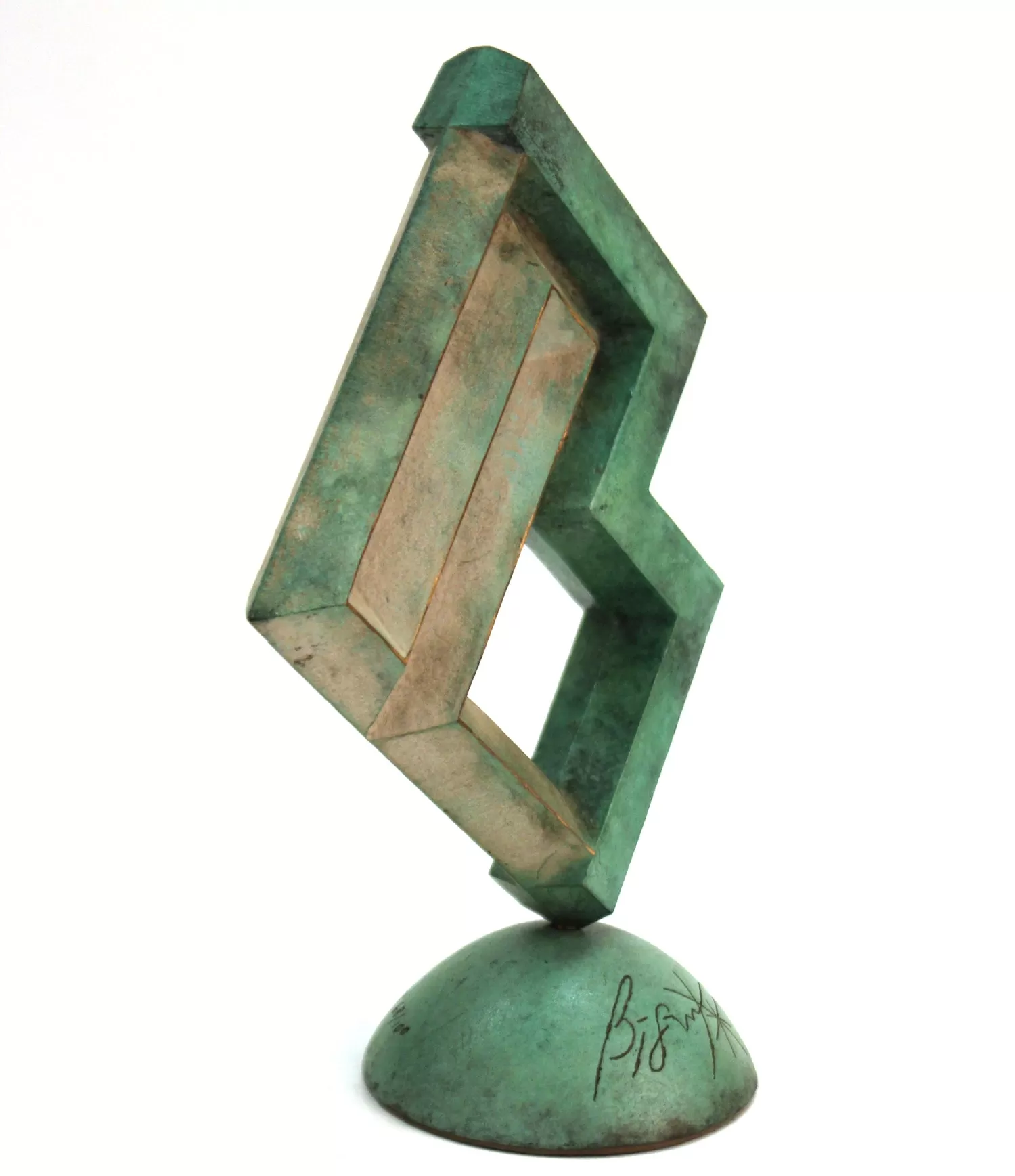 American Modernist Abstract Sculpture In Patinated Metal