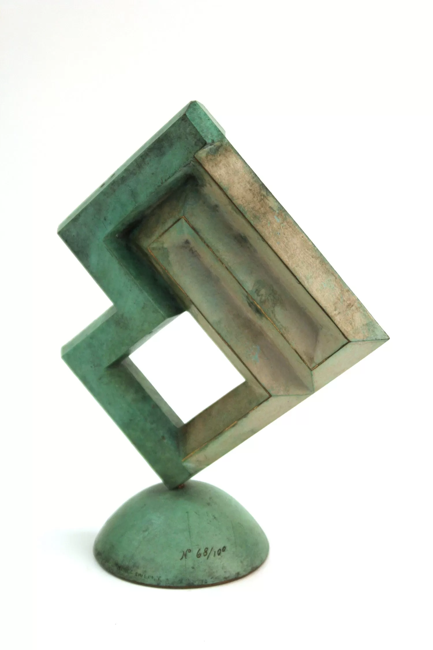 American Modernist Abstract Sculpture In Patinated Metal