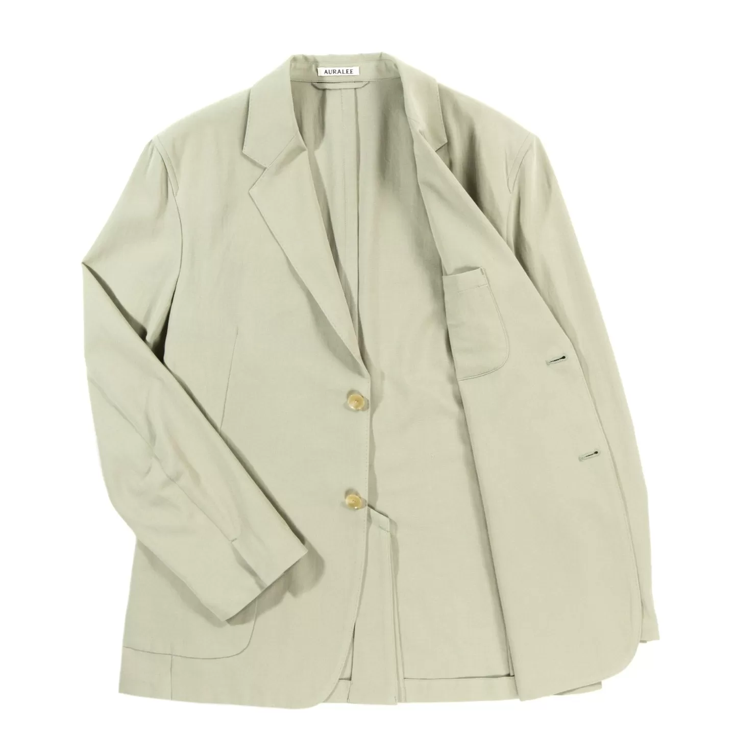 AURALEE HARD TWIST COTTON SILK VIYELLA JACKET SAGE GREEN