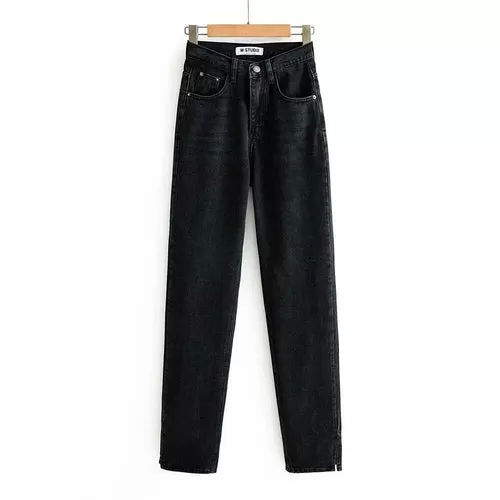 Autumn Vintage High Waist Straight Floor Length Jeans Ripped Jeans