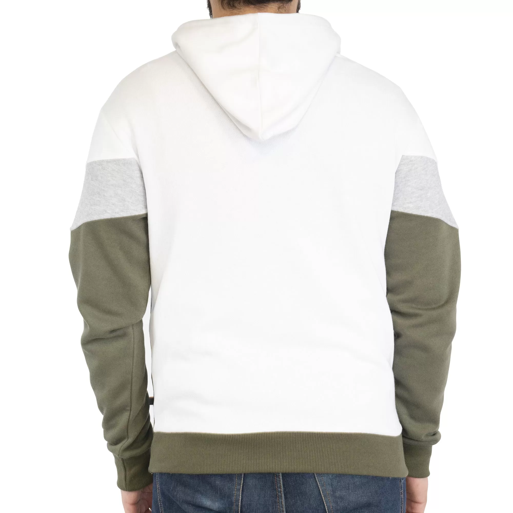 Basic Contrast Hoodie - OLV & WHT