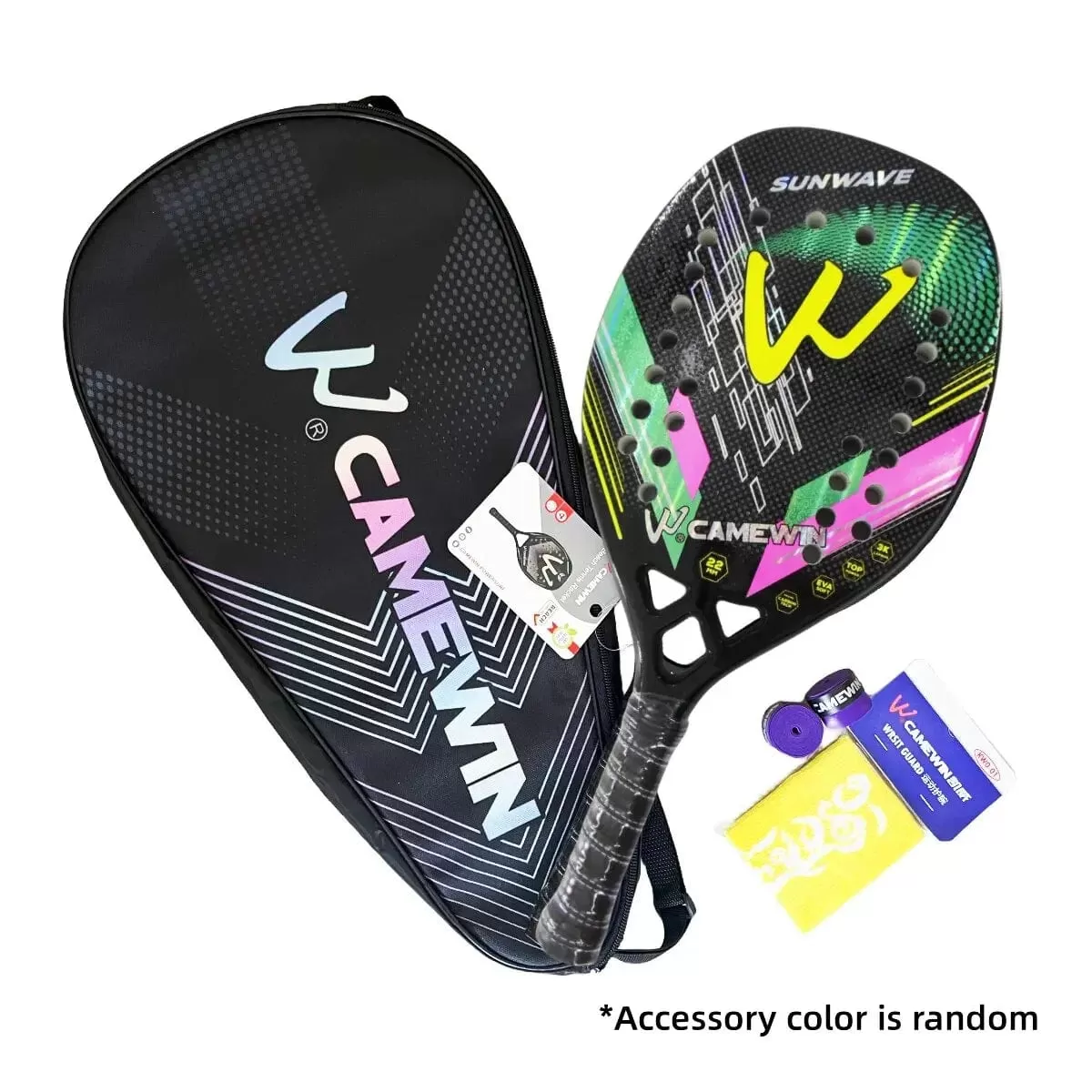 Beach Tennis Racket 3K Camewin Full Carbon Fiber Rough Surface Outdoor Sports Ball Racket For Men Women