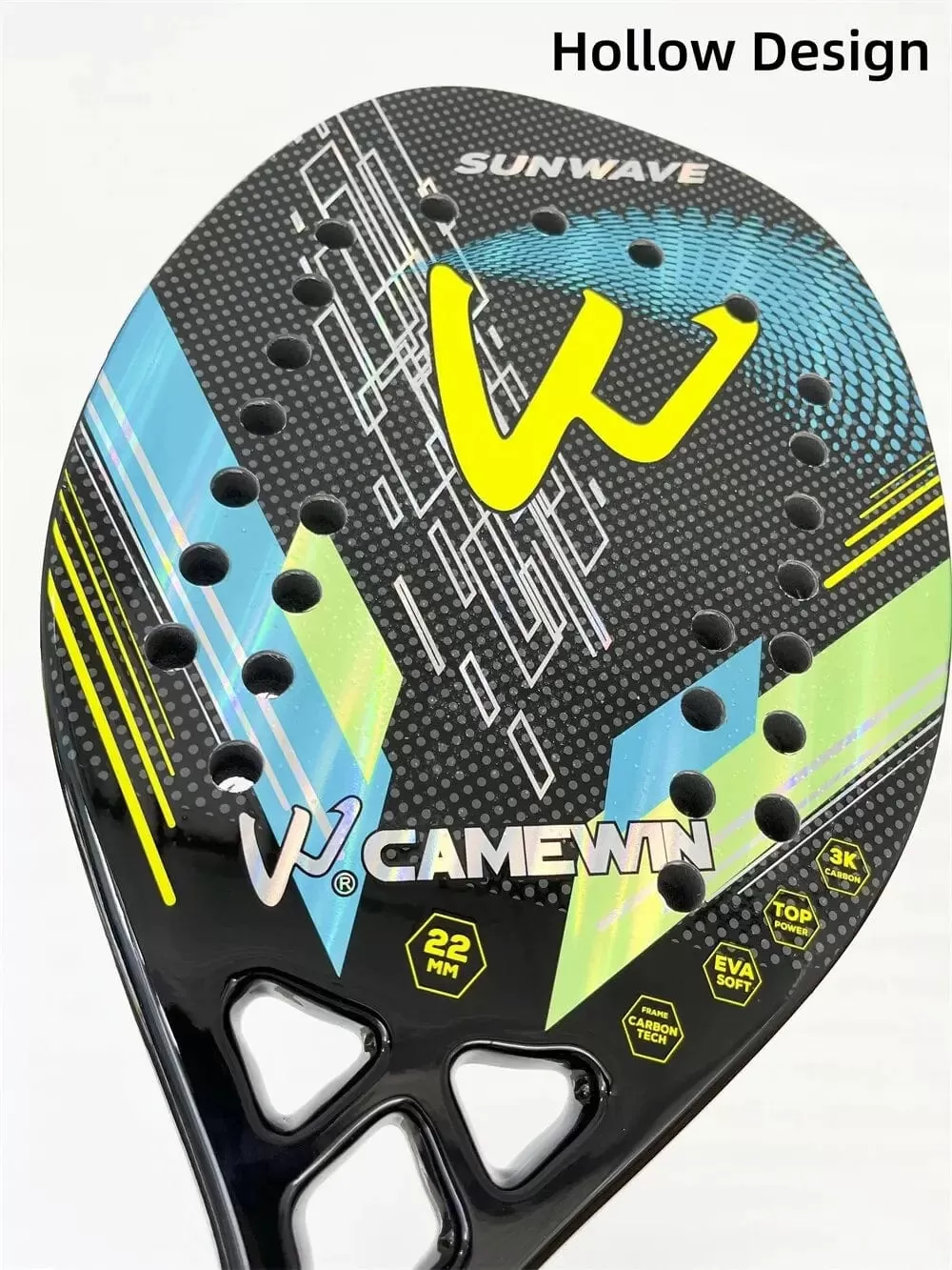 Beach Tennis Racket 3K Camewin Full Carbon Fiber Rough Surface Outdoor Sports Ball Racket For Men Women