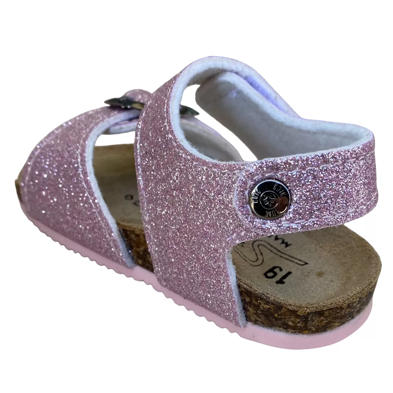 Biochic glittery sandal for girls with adjustable buckle and velcro band BC55475K powder