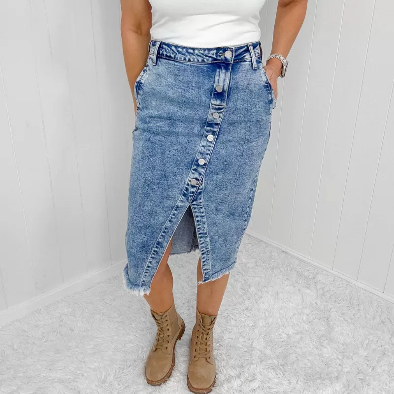 Blakeley Courtney Button Slit Detail Denim Skirt