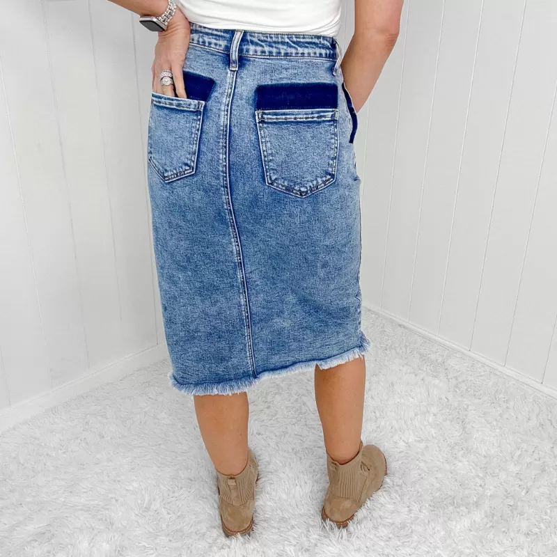 Blakeley Courtney Button Slit Detail Denim Skirt