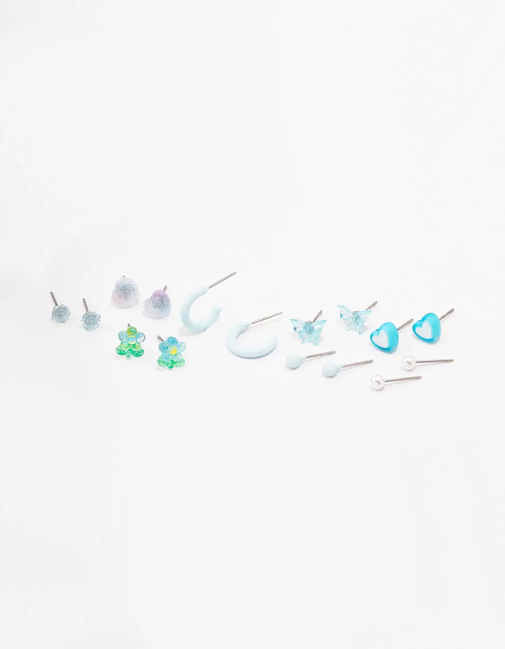 Blue Heart & Flower Earring 8-Pack