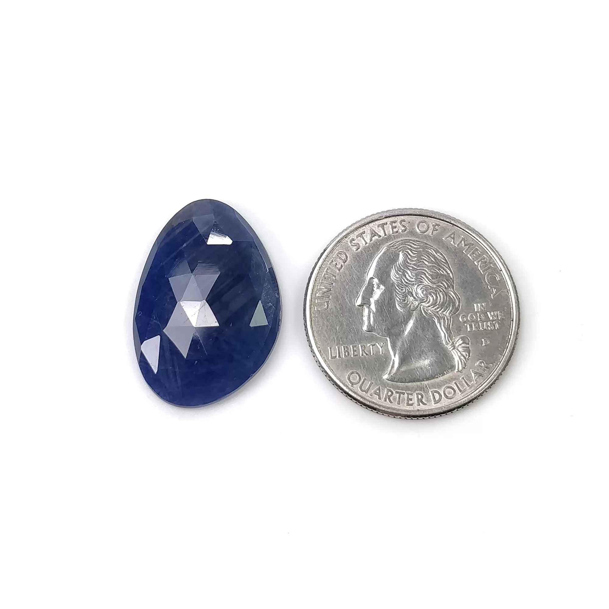 BLUE SAPPHIRE Gemstone Rose Cut : 17.65cts Natural Untreated Unheated Sapphire Uneven Shape 24.5*17mm