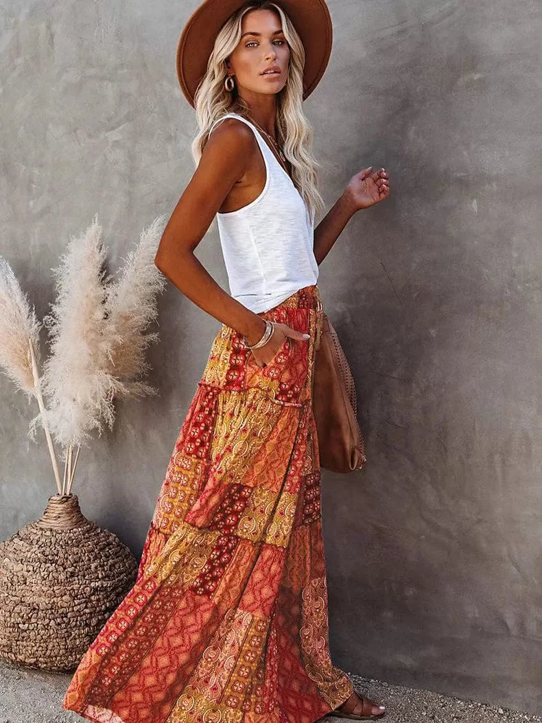 Bohemian Cotton Maxi Skirt for Women