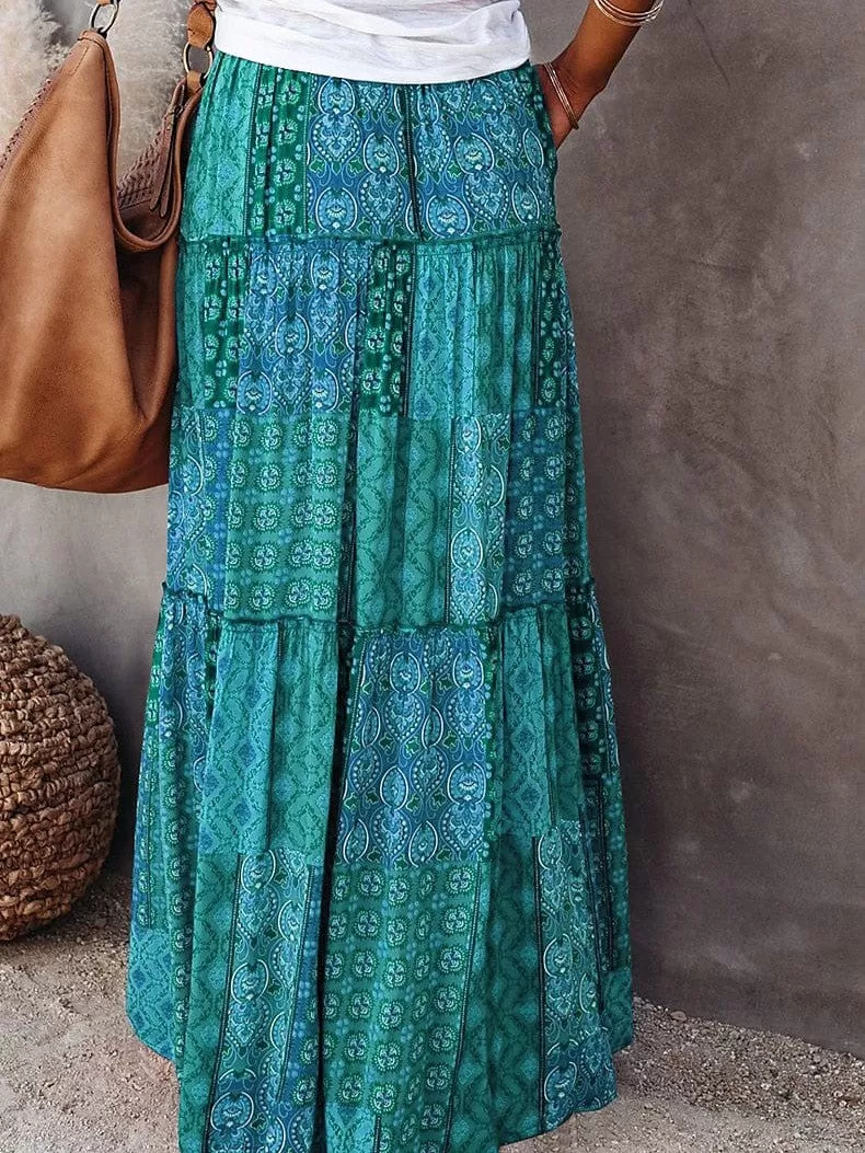 Bohemian Cotton Maxi Skirt for Women