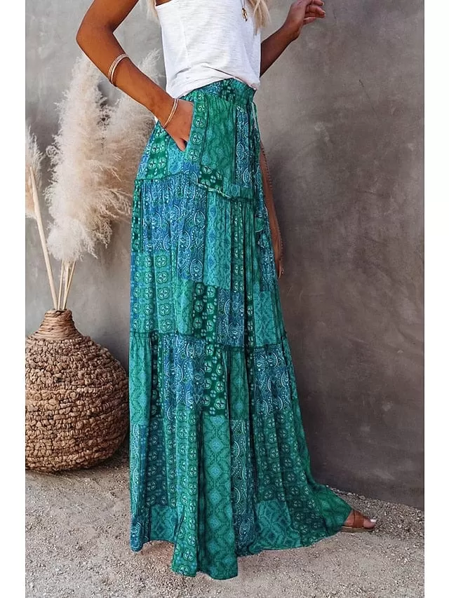 Bohemian Cotton Maxi Skirt for Women