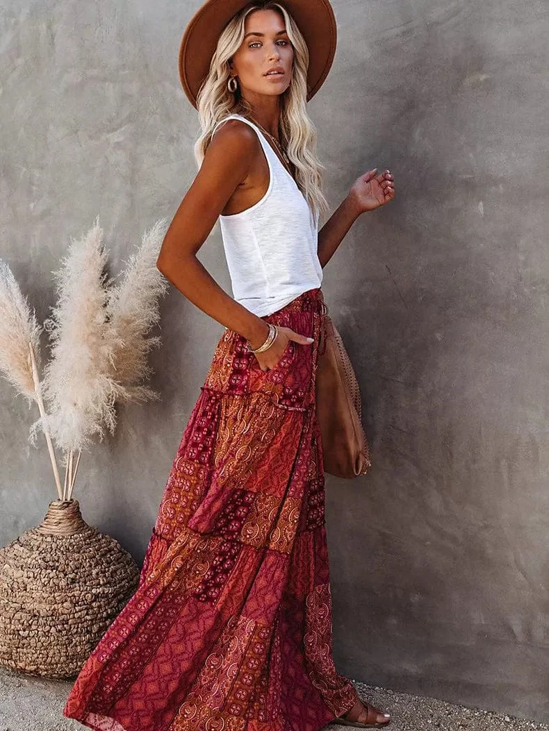 Bohemian Cotton Maxi Skirt for Women