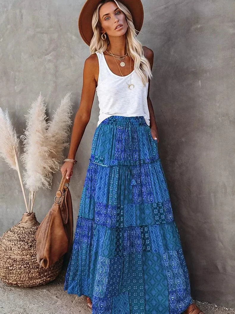 Bohemian Cotton Maxi Skirt for Women