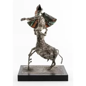 Brutalist Bull Throwing Matador Sculpture