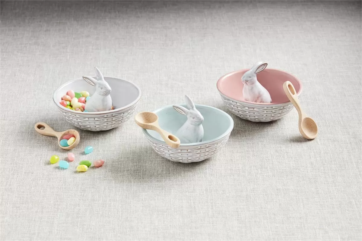 Bunny Candy Dish Sets in Assorted Colors