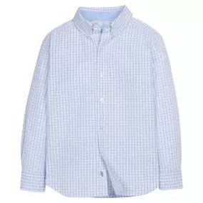 Button Down Shirt - Light Blue Seersucker Check