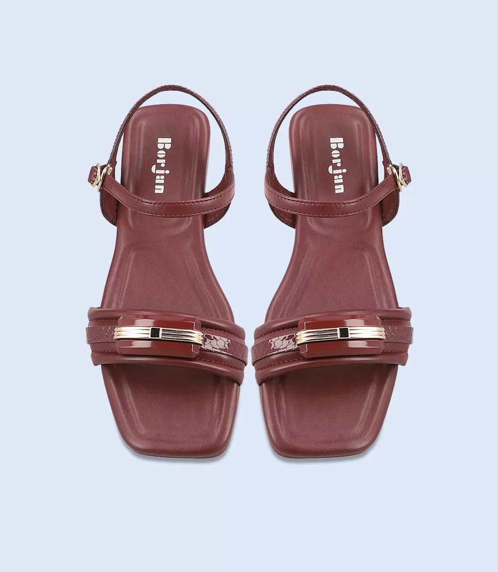 BW7363-MAROON-Women Casual Sandal