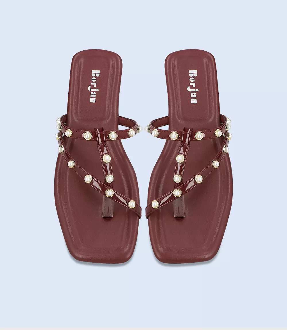 BW7366-MAROON-Women Casual Chappal