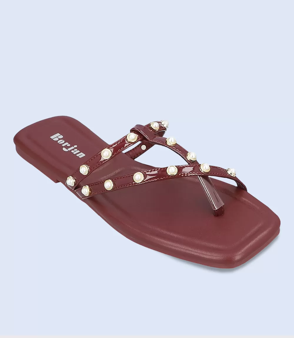 BW7366-MAROON-Women Casual Chappal