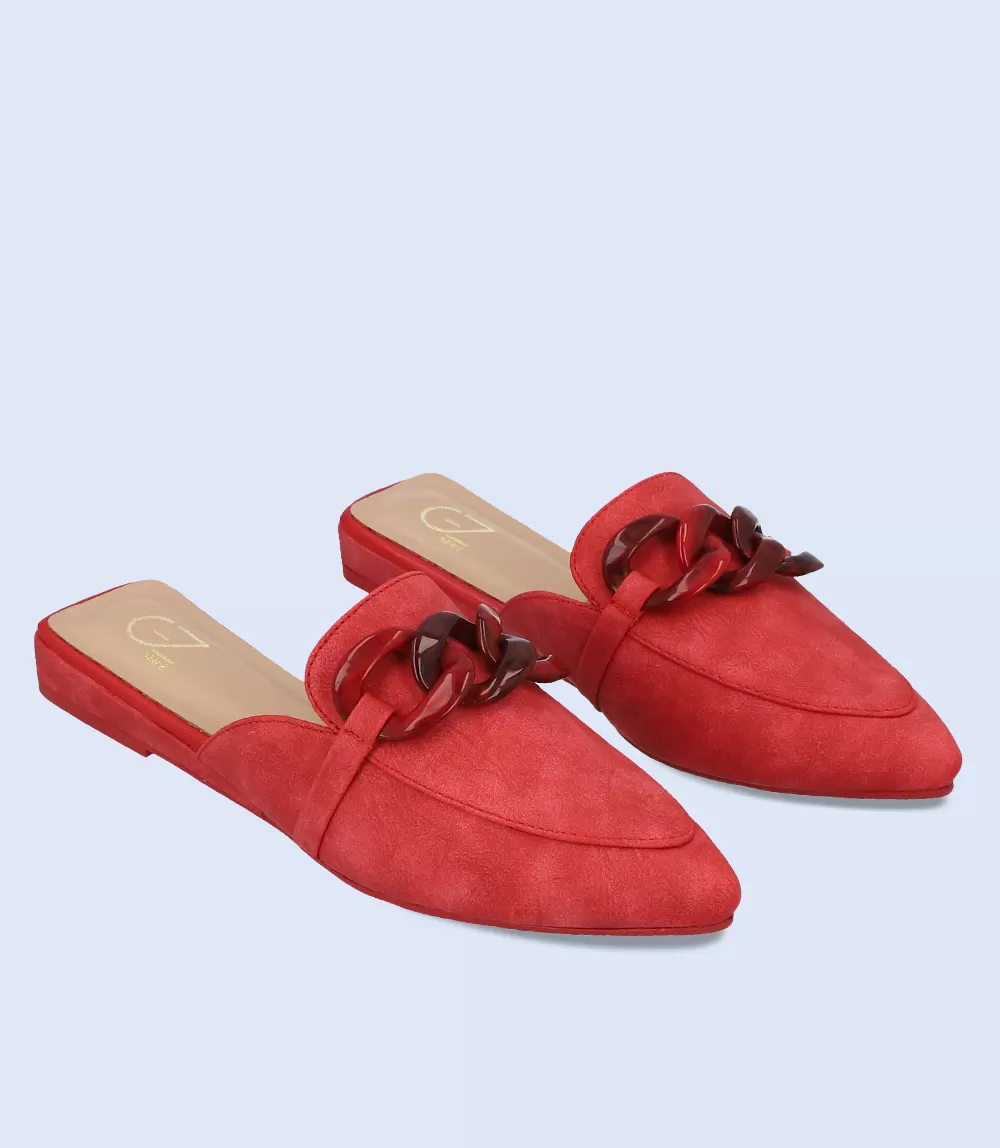 BW8157-RED-Women Casual Mules