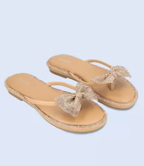 BW9474-BEIGE/GOLD-Women Formal Chappal