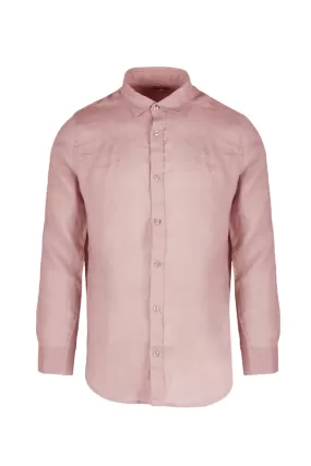 Censured men's long sleeve linen shirt SM6437TLICA 75 powder pink