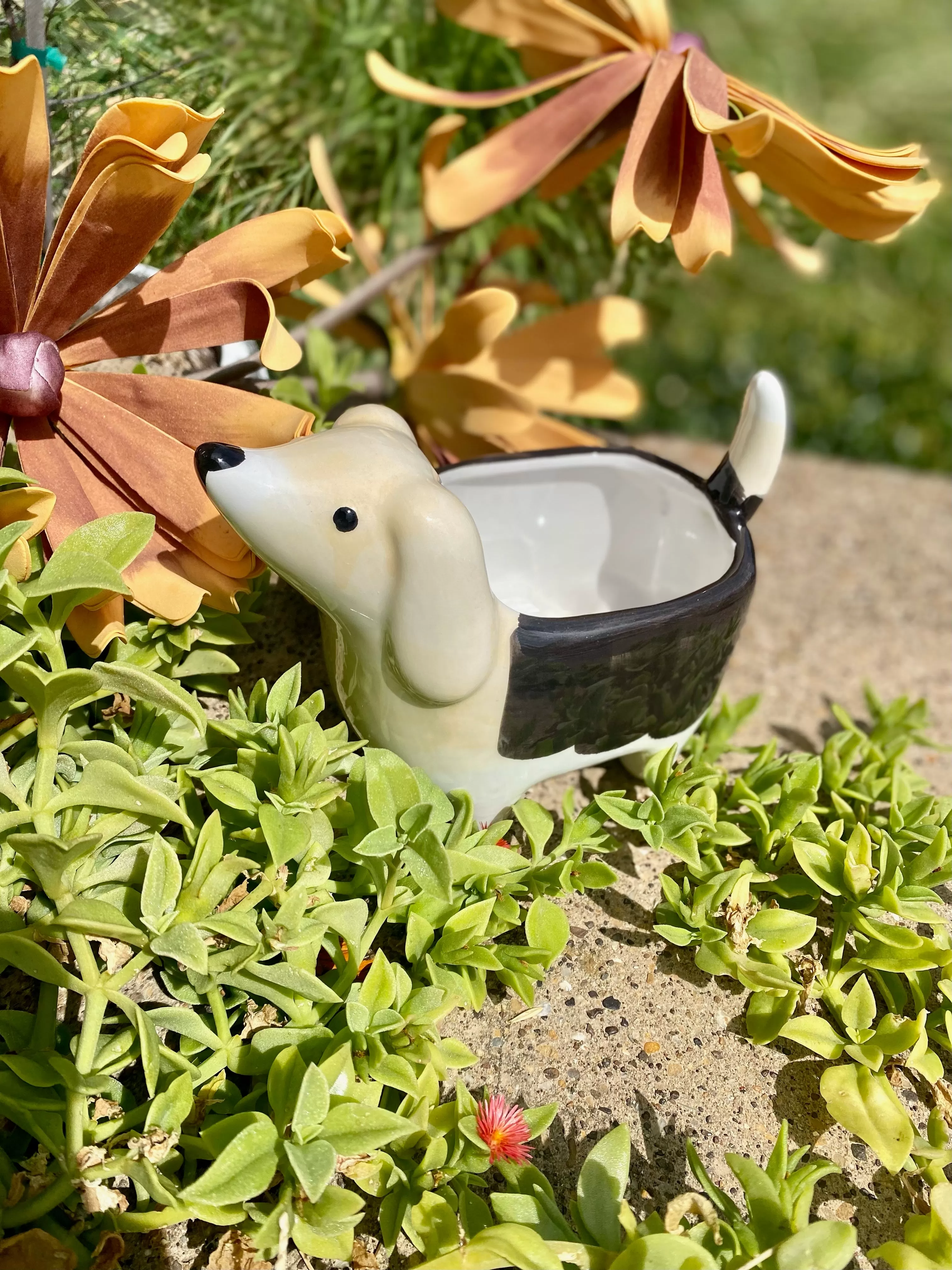 CERAMIC DOG PLANTER