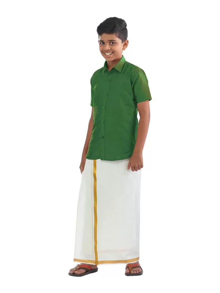 Charming Green Color Dhoti Sets For Kids