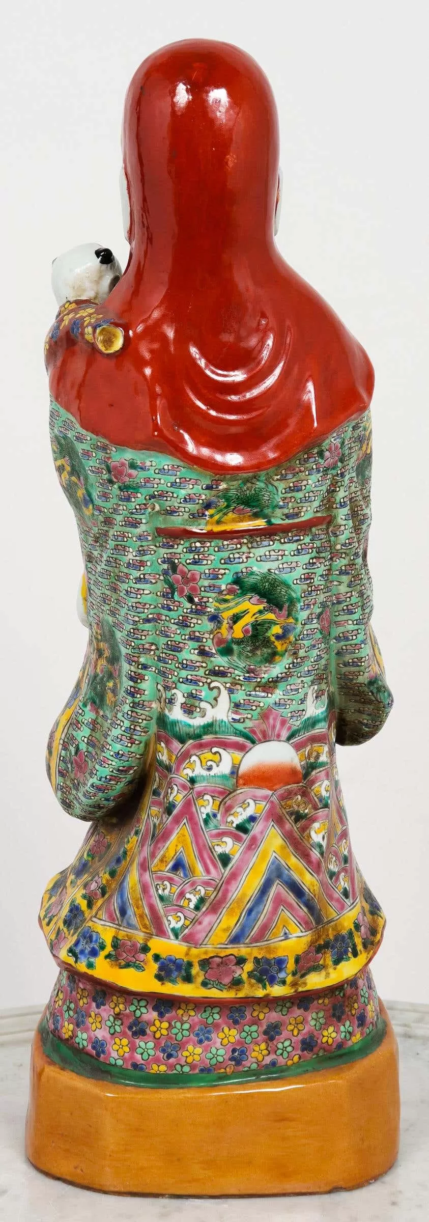 Chinese Tall Polychrome Glazed Ceramic Immortal Fu Figure