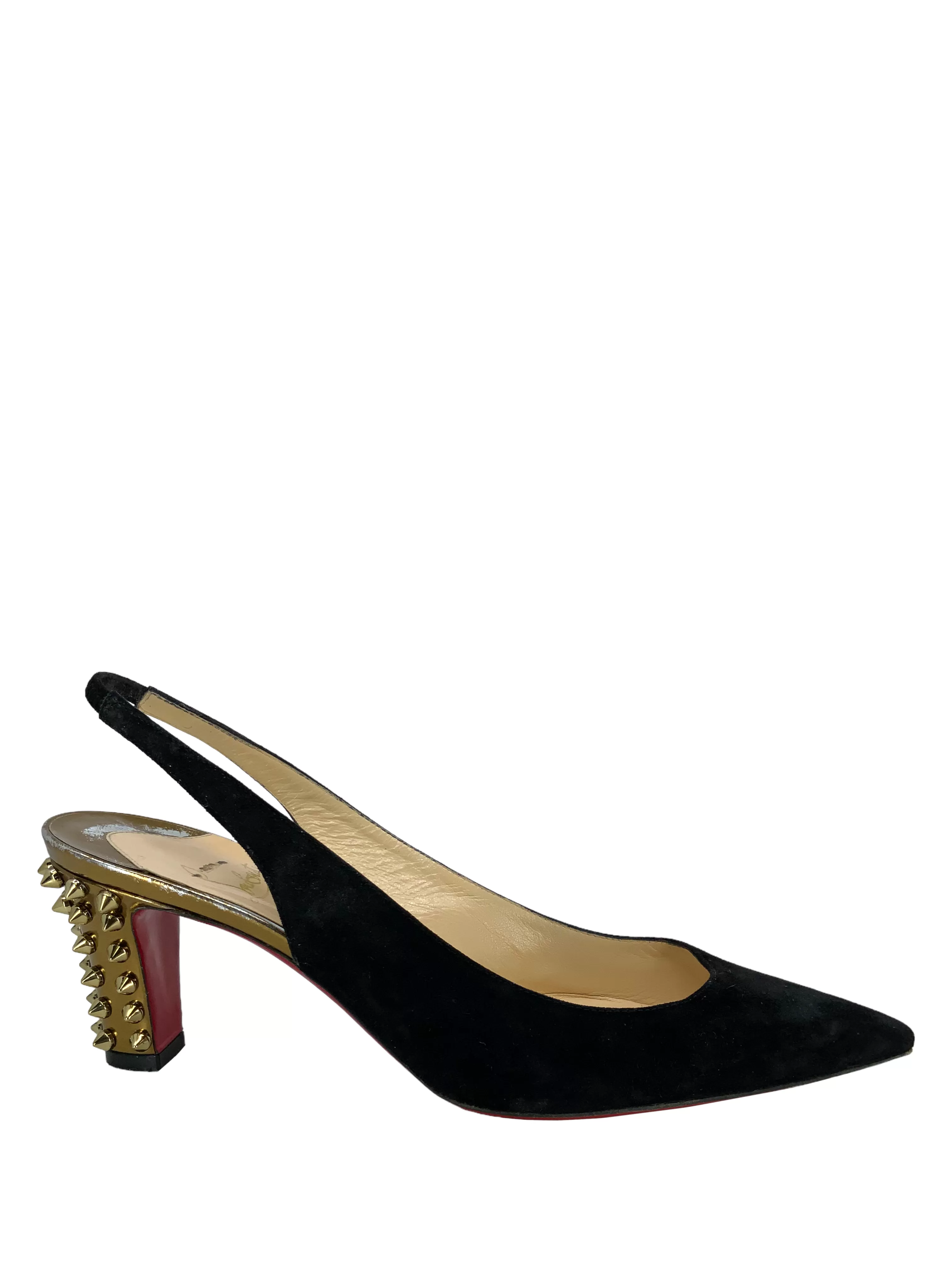 Christian Louboutin Suede Studded Heel Slingbacks Size 8.5