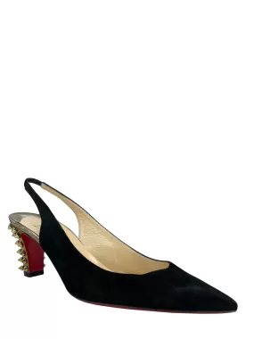 Christian Louboutin Suede Studded Heel Slingbacks Size 8.5