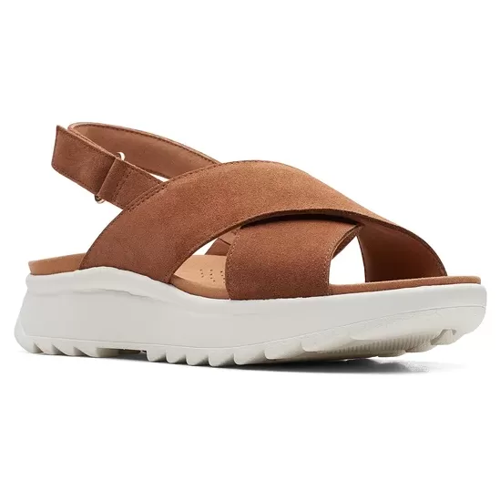 Clarks women's sandal Dash Lite Wish 171950 4 dark tan suede