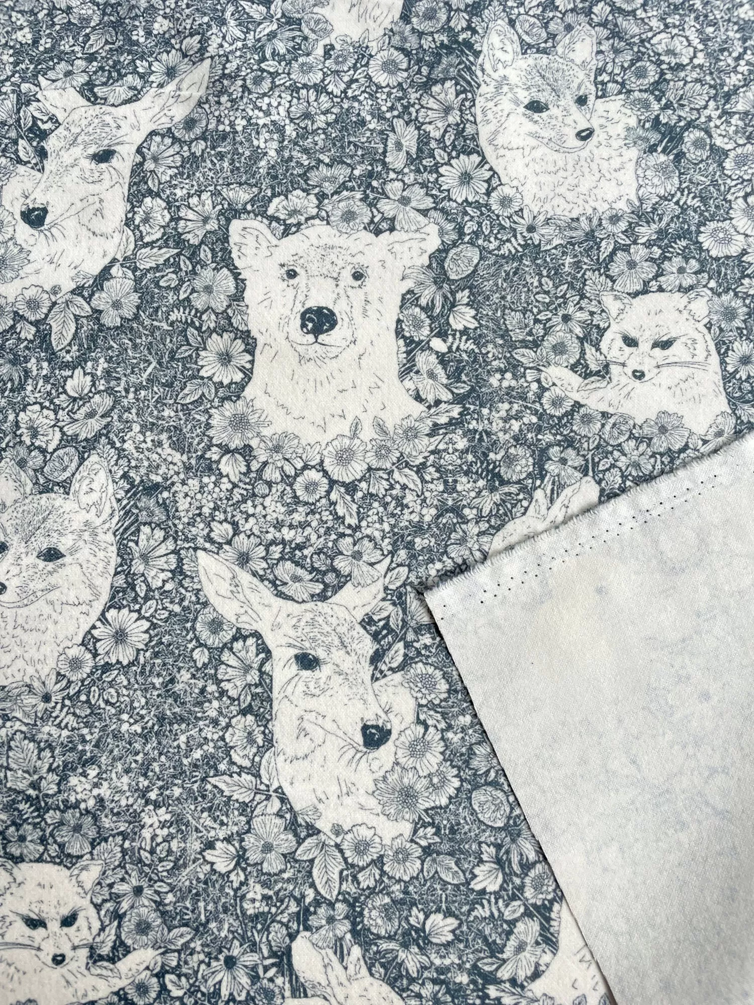 Cotton Flannel Fabric in Walking With Bear